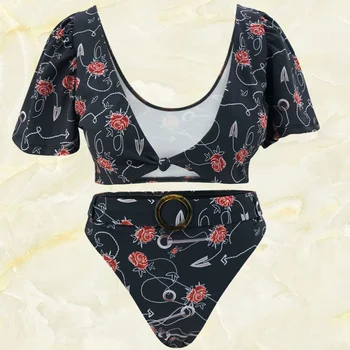 1 Set of Women Swimwear Puff Sleeve Print Tankini Sexy Low-cut Swimsuit for Women Lady - Size S (Black)
1 Set of Women Swimwear Puff Sleeve Print Tankini Sexy Low-cut Swimsuit for Women Lady - Size S (Black)