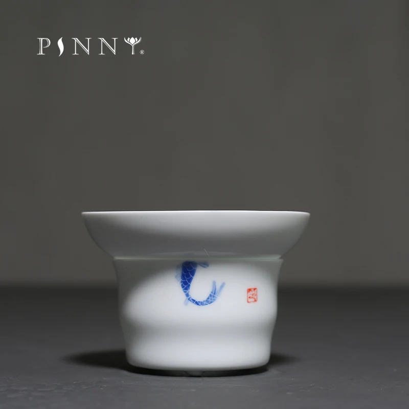 Фото PINNY ручная роспись карпа белый фарфор чай ситечки керамический сервис лист