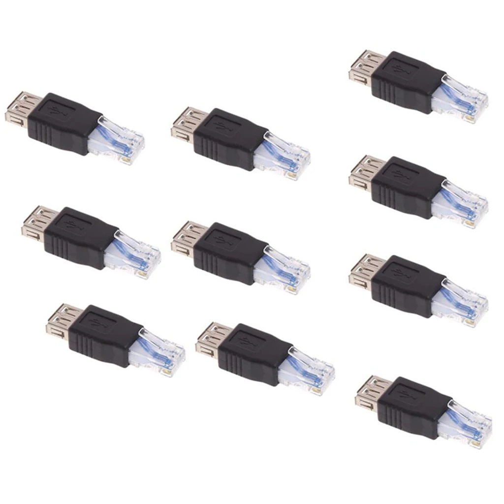 10 Pieces RJ45 Male To USB Female LAN Network Socket Plug Adapters Converters 10 Pieces RJ45 Male To USB Female LAN Network Socket Plug Adapters Converters