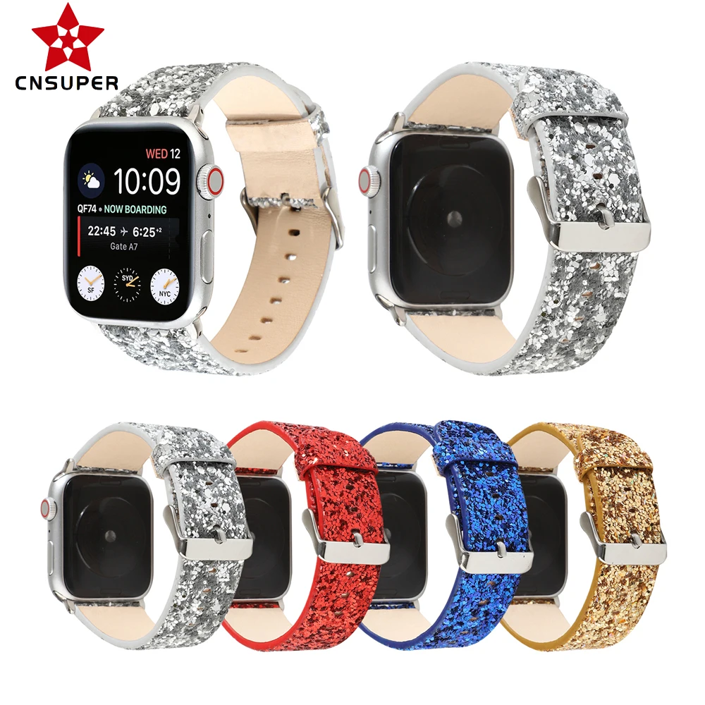 CNSUPER Shining Leather Watch Band Replacement Strap For Apple Watch Series SE/6/5/ 4 /3/ 2 Compatible with 38mm 40m 42mm 44mm
CNSUPER Shining Leather Watch Band Replacement Strap For Apple Watch Series SE/6/5/ 4 /3/ 2 Compatible with 38mm 40m 42mm 44mm