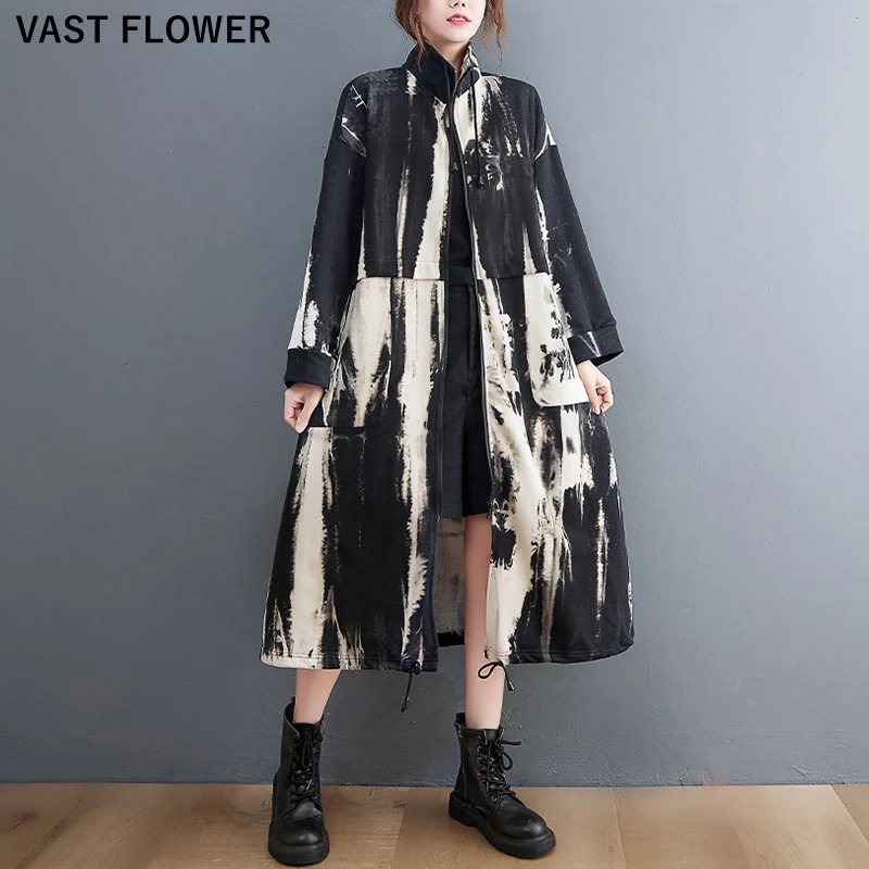 2021 Autumn Winter Oversized Turtleneck Long Trench Coat For Women Drawstring Vintage Print Casual Loose Outerwear Cardigan
2021 Autumn Winter Oversized Turtleneck Long Trench Coat For Women Drawstring Vintage Print Casual Loose Outerwear Cardigan