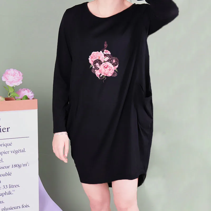 Loose Lady Beach Dress Python&flower Print Plus Size 5Xl Long Sleeve o Neck Party Club Midi Dresses Vestido De Mujer Robes
Loose Lady Beach Dress Python&flower Print Plus Size 5Xl Long Sleeve o Neck Party Club Midi Dresses Vestido De Mujer Robes