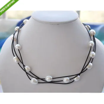 Unique Pearls jewellery Store 3 rows 18 inches 14mm White Color Rice Genuine Freshwater Pearl Real Black Leather Necklace
Unique Pearls jewellery Store 3 rows 18 inches 14mm White Color Rice Genuine Freshwater Pearl Real Black Leather Necklace