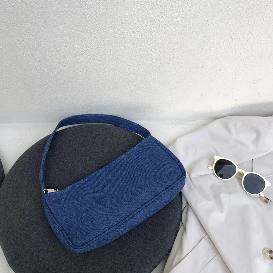 Модные ретро сумки Хобо на плечо 2020 новые женские джинсовая синяя ручная сумка
