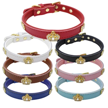 Rhinestones Crown Cat Collar Genuine Leather Material Adjustable Necklace Pet Cat Cat Collars with 7colors XS S
Rhinestones Crown Cat Collar Genuine Leather Material Adjustable Necklace Pet Cat Cat Collars with 7colors XS S