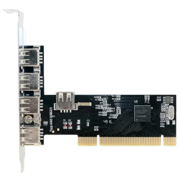 

PCI Card 5 Ports Internal High Speed Hub Durable Desktop Converter Expansion Controller 480Mbps USB 2.0 Black Adaptor