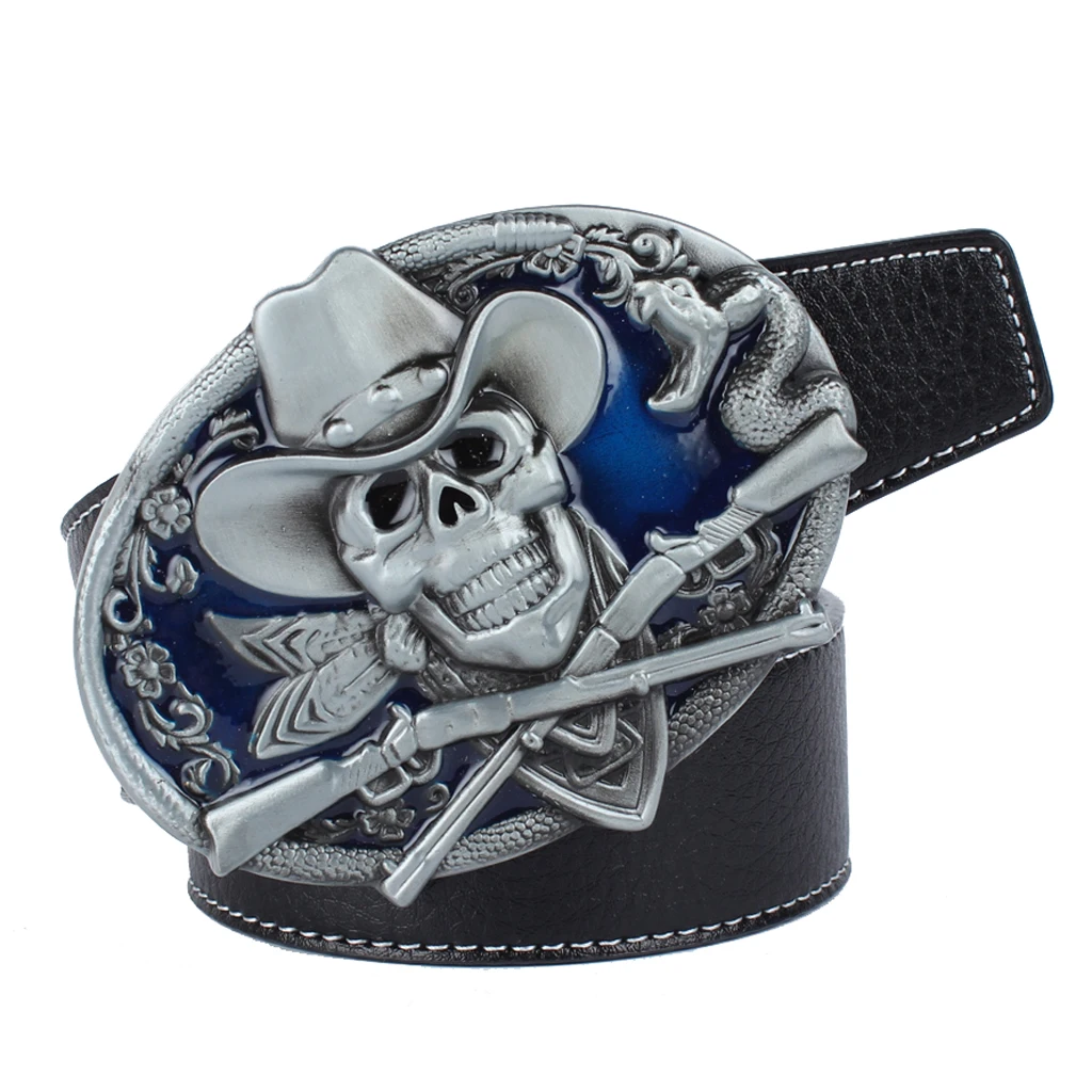 Adjustable Men's PU Leather Belt with Snake Pirate Skull Buckle Belt 125cmx3.8cm Adjustable Men's PU Leather Belt with Snake Pirate Skull Buckle Belt 125cmx3.8cm