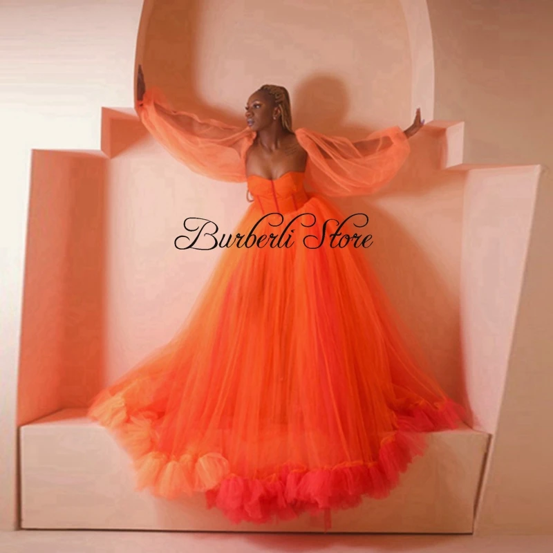 Trendy Orange Tulle Puff Prom Dresses See Thru Long Sleeves Sweetheart A-line Formal Party Dress Mix Colors Long Prom Gowns
Trendy Orange Tulle Puff Prom Dresses See Thru Long Sleeves Sweetheart A-line Formal Party Dress Mix Colors Long Prom Gowns