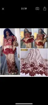 Latest Red Gold Line Sequins Lace Fabric 2020 African French Tulle Mesh Lace with Sequins Nigerian Lace for Wedding Party Dress
Latest Red Gold Line Sequins Lace Fabric 2020 African French Tulle Mesh Lace with Sequins Nigerian Lace for Wedding Party Dress