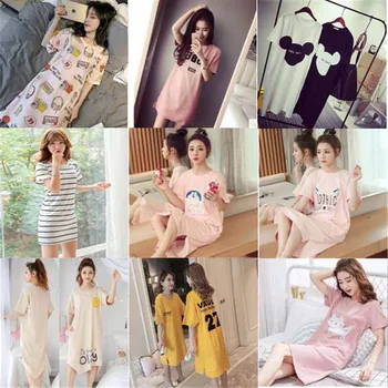 20 patterns Women's cartoon printing Nightgown Sleepwear loose and comfortable nightdress Short sleeve Sleepshirts home clothing 
20 patterns Women's cartoon printing Nightgown Sleepwear loose and comfortable nightdress Short sleeve Sleepshirts home clothing