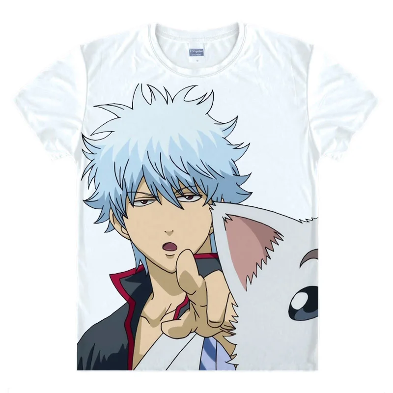Аниме гинтама Футболка с принтом Sakata Gintoki Садахару косплей футболка длинным