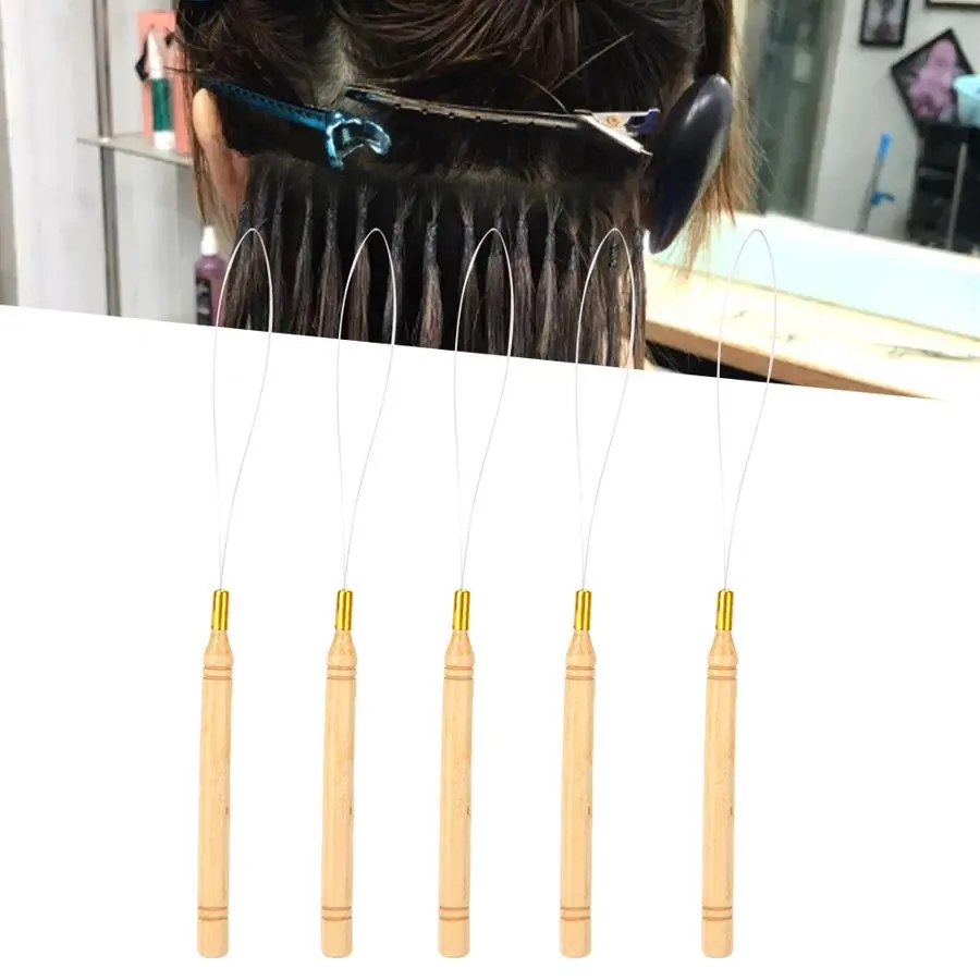 5pcs Hair Extensions Loop Needle Wooden Threader Wire Pulling Hook Tool for Hair Extension
5pcs Hair Extensions Loop Needle Wooden Threader Wire Pulling Hook Tool for Hair Extension