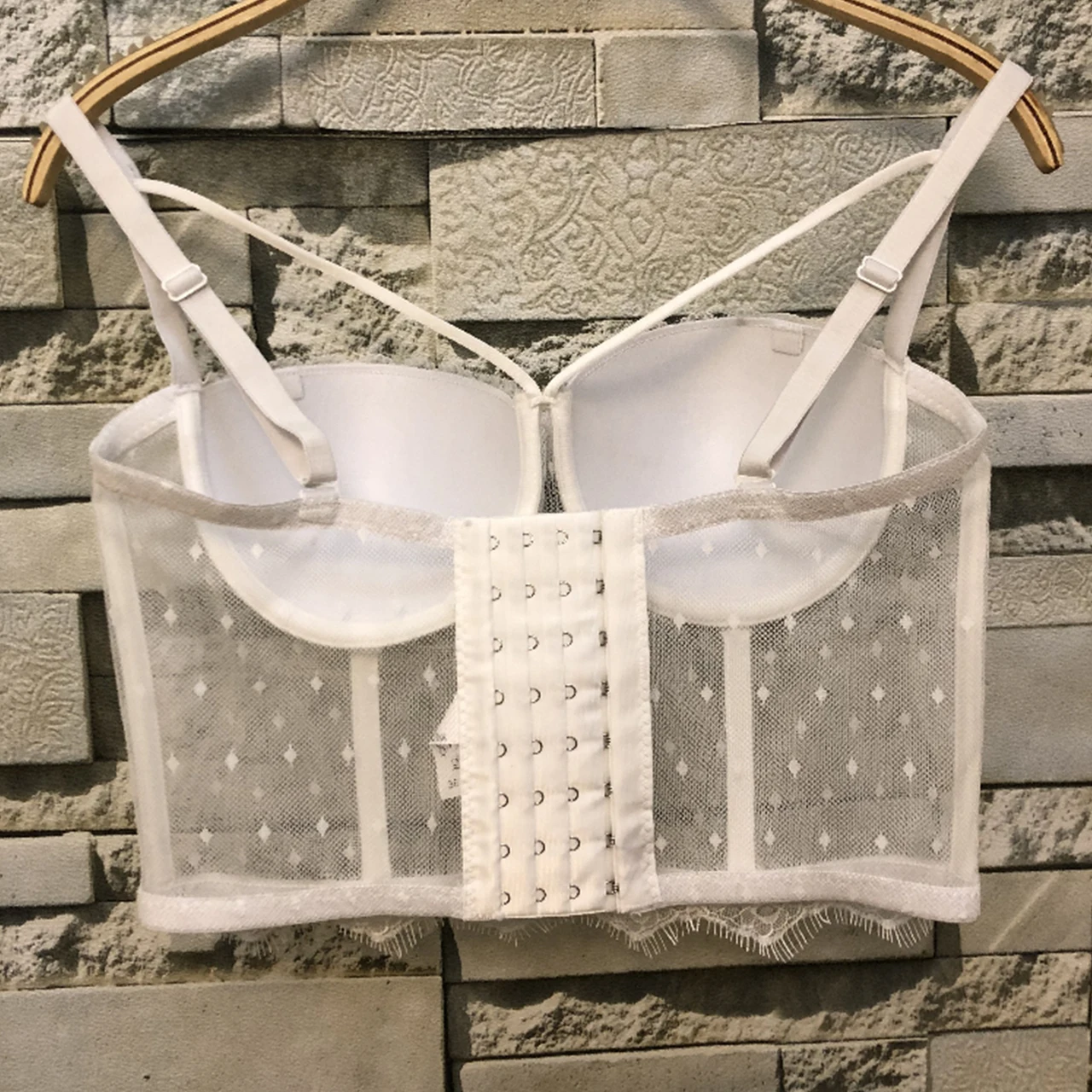 Irene Tinnie Classic Charming Sexy Black/White Lace Top Womens Push Up Bralet Bustier Bra Ladies Plus Size Cotton Cropped Tops