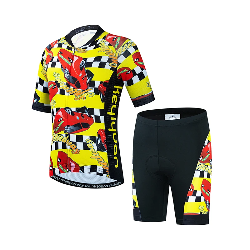 

KEYIYUAN 2022 Summer Short Sleeve Cycling Jersey Kids Set Child Bicycle Wear Suit Boy Girl Mtb Clothing Abbigliamento Ciclismo