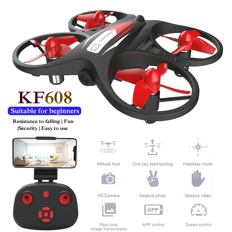 

KF608 Helicopter 8 Mins Flight Time Mini Drone HD Wifi 720p Camera Altitude Hold Headless Mode 2.4G Beginners RC Quadcopter Toy