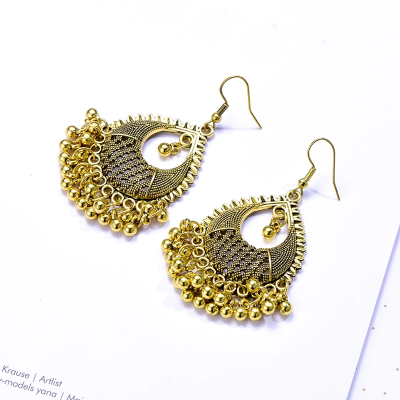 Vintage Drop Dangle Earrings for Women Fashion Jewelry boucle d’oreille Handmade Beads Hollow Ethnic Indian Earrings Brincos