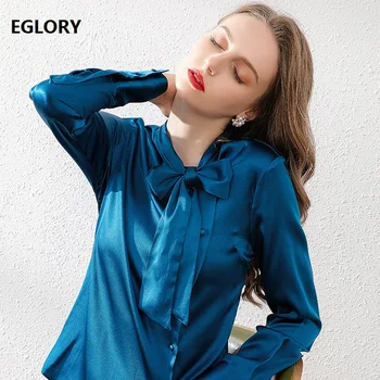 100%Silk Blouse Shirts 2020 Spring Summer Elegant Work Blouses Women Bow Collar Vintage Buttons Long Sleeve Blue Pink Shirts OL
100%Silk Blouse Shirts 2020 Spring Summer Elegant Work Blouses Women Bow Collar Vintage Buttons Long Sleeve Blue Pink Shirts OL