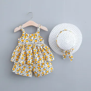 Summer Beach Holiday Baby Girls Floral Print Vest Blouse Tops + Shorts Clothing Sets Children Infant Casual 2Pcs Suits + Sunhat
Summer Beach Holiday Baby Girls Floral Print Vest Blouse Tops + Shorts Clothing Sets Children Infant Casual 2Pcs Suits + Sunhat