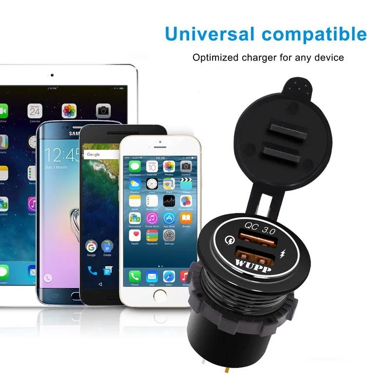Quick Charge 3.0 Dual USB Charger Socket Waterproof Car USB Charger Power Outlet Fast Charge for 12V/24V Car Boat and More 1 Pcs
Quick Charge 3.0 Dual USB Charger Socket Waterproof Car USB Charger Power Outlet Fast Charge for 12V/24V Car Boat and More 1 Pcs