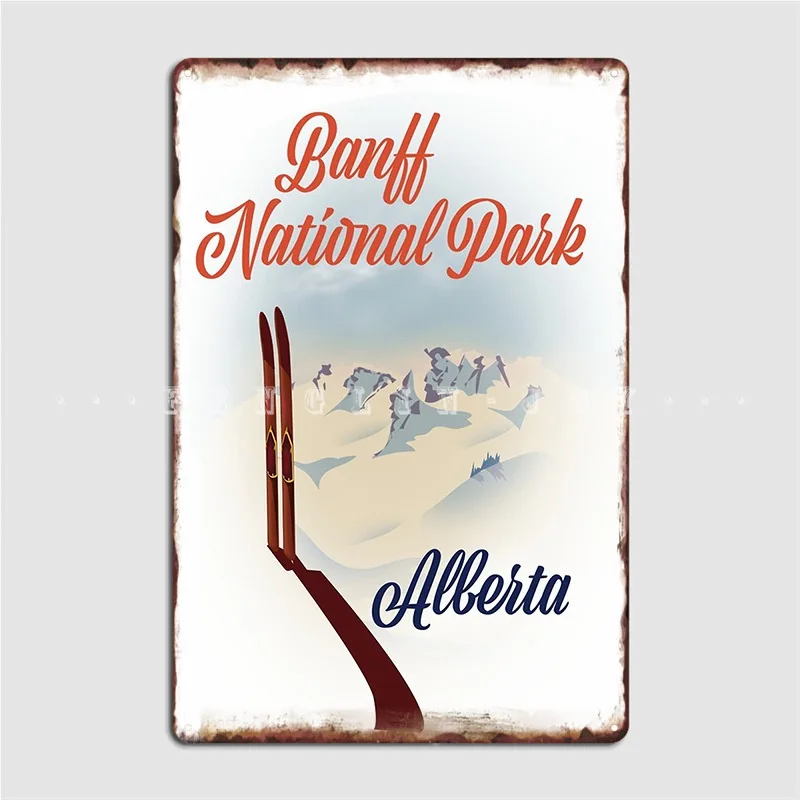 

Banff National Park Ski Poster Poster Metal Plaque Club Bar Plaques Wall Pub Designing Tin Sign Poster