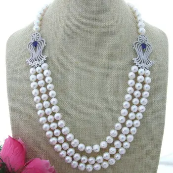S112908 23''-25" 3 Strands White Round Pearl CZ Pendant Necklace
S112908 23''-25" 3 Strands White Round Pearl CZ Pendant Necklace