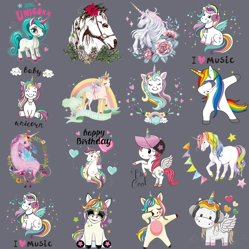 Cartoon flower unicorn appliques on clothes badges Decoration heat transfer new design washable horse Diy accessories patches 
Cartoon flower unicorn appliques on clothes badges Decoration heat transfer new design washable horse Diy accessories patches