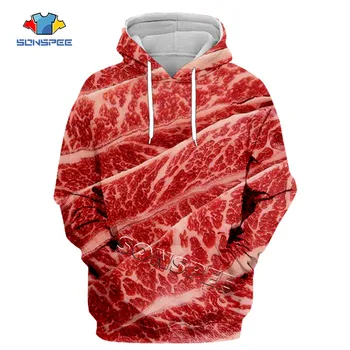 SONSPEE Women Pullover Clothes Men Streetwear Hooded Shirts Top Couples 3D Food Pork Steak Printed Funny Men's Sweatshirt Hoodie 
SONSPEE Women Pullover Clothes Men Streetwear Hooded Shirts Top Couples 3D Food Pork Steak Printed Funny Men's Sweatshirt Hoodie