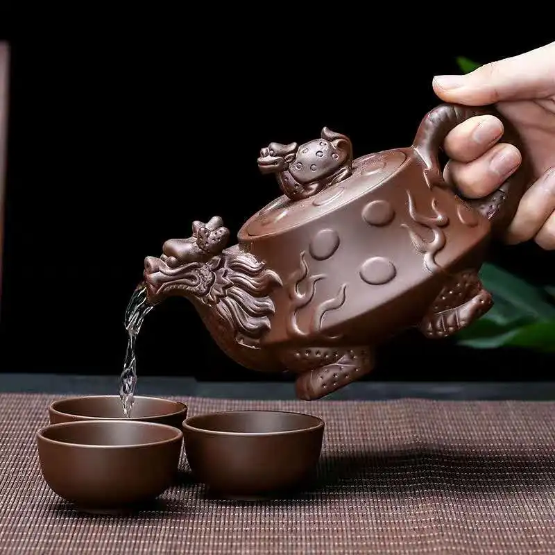 Large Capacity Yixing Purple Clay Teapot , Chinese Tea Set Teacups with Dragon Turtle Black PGY Brown
Large Capacity Yixing Purple Clay Teapot , Chinese Tea Set Teacups with Dragon Turtle Black PGY Brown