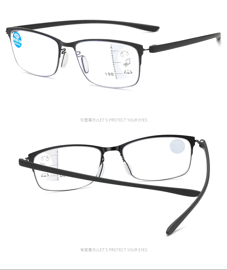 Progresywne okulary do czytania lub pracy przy komputerze Multifocus Blokujące niebieskie światło Zawias sprężynowy ze stopu tytanu 16 Hc9631f5254154486ab91f2bdde51d8b1a