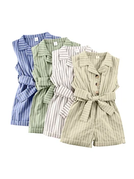 1-6Y Summer Toddler Baby Girls Rompers Overalls Striped Print Sleeveless Turn Down Button Jumpsuits 4 Colors
1-6Y Summer Toddler Baby Girls Rompers Overalls Striped Print Sleeveless Turn Down Button Jumpsuits 4 Colors