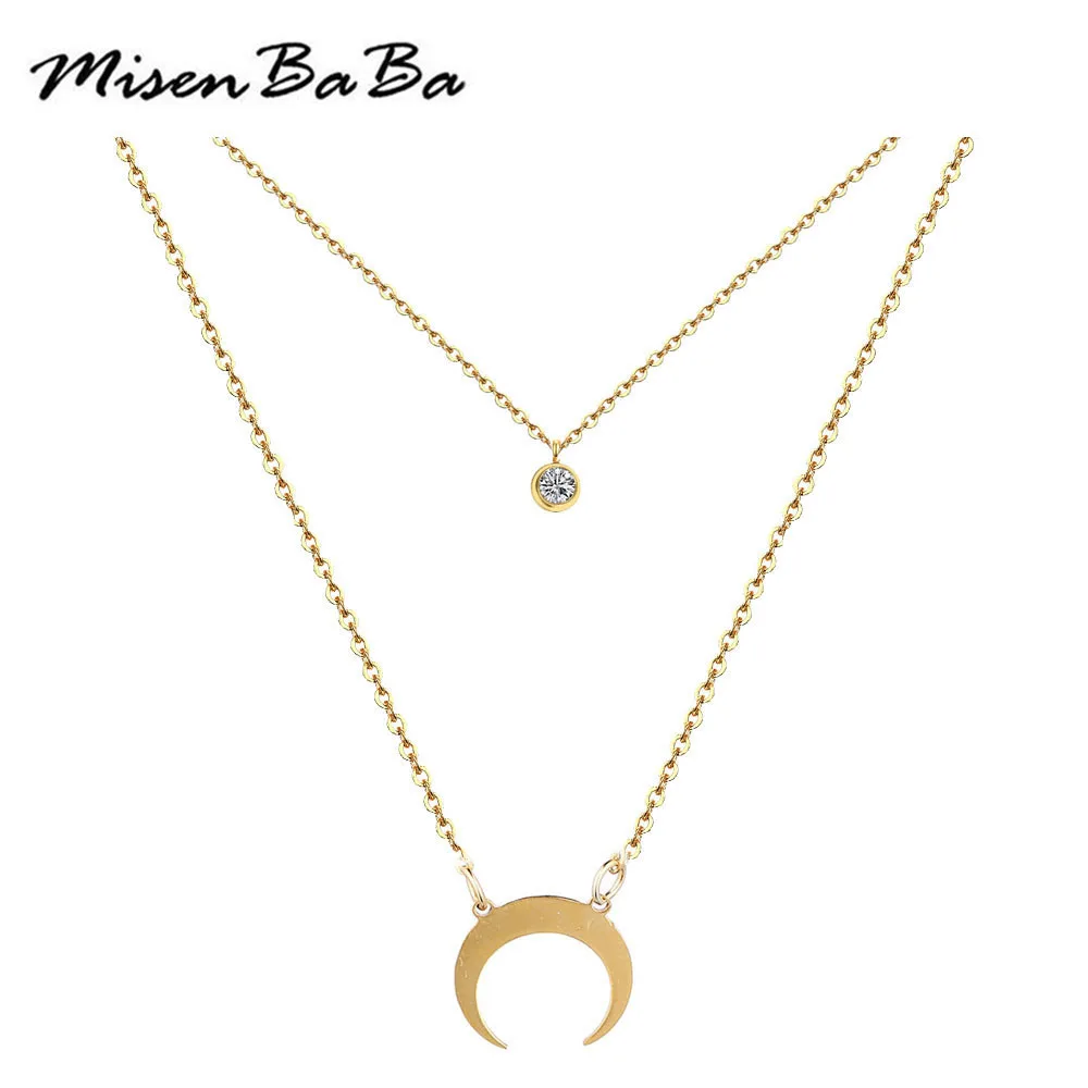 Hot Fashion double Layer Necklace Stainless Steel Moon Horns Round Ball Crystal Pendants Necklaces For Women Charms Jewelry
Hot Fashion double Layer Necklace Stainless Steel Moon Horns Round Ball Crystal Pendants Necklaces For Women Charms Jewelry