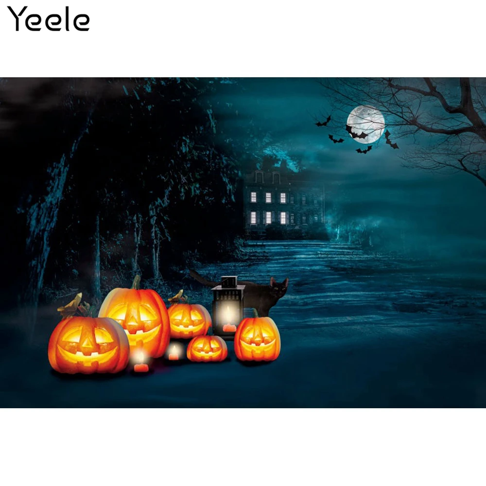 

Yeele Photophone Halloween Backdrop Castle Pumpkin Lantern Bats Photography Background For Baby Photo Studio Photocall Photozone