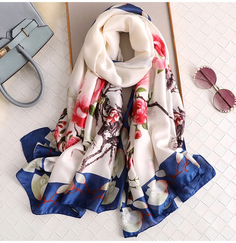 China 2019 new brand Four seasons fashion women large scarf ladies shawl Flowers print foulard Beach beautiful silk wraps hijab
China 2019 new brand Four seasons fashion women large scarf ladies shawl Flowers print foulard Beach beautiful silk wraps hijab