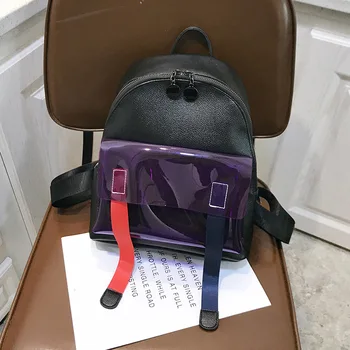 Backpack Women Pu + Pvc Stitching Korean Version of The Trend Travel Small Backpack Casual Fashion Large Capacity School Bag 
Backpack Women Pu + Pvc Stitching Korean Version of The Trend Travel Small Backpack Casual Fashion Large Capacity School Bag