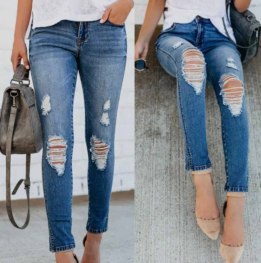 Zipper Sexy Tight Long Pants Denim Jeans Long Hole Blue Skinny Ripped Jeans For Women Slim Stretch Denim Jean Femme Pencil Pants
Zipper Sexy Tight Long Pants Denim Jeans Long Hole Blue Skinny Ripped Jeans For Women Slim Stretch Denim Jean Femme Pencil Pants