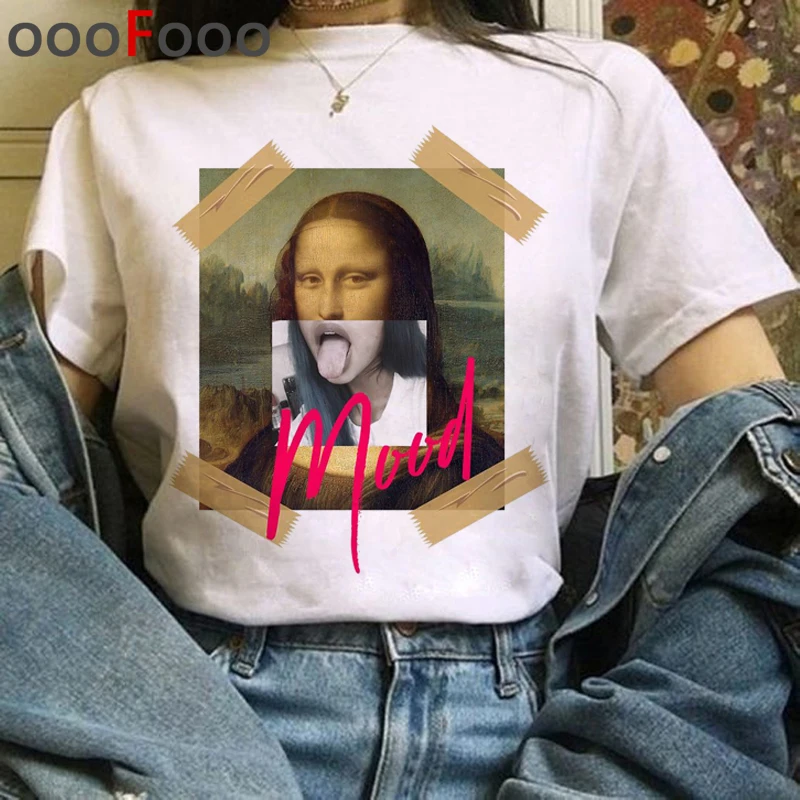 Mona Lisa Эстетическая Harajuku футболка женская гранж забавная мультяшная Ullzang