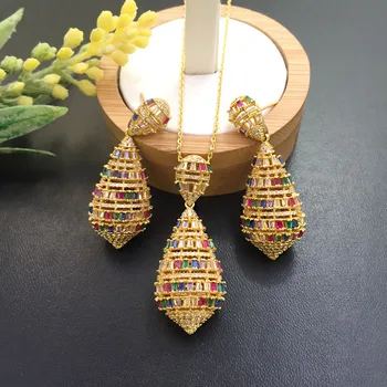 Lanyika Jewelry Distinctive Awl Colour Zircon Micro inlay Necklace with Earrings for Banquet Luxury Best Gift
Lanyika Jewelry Distinctive Awl Colour Zircon Micro inlay Necklace with Earrings for Banquet Luxury Best Gift