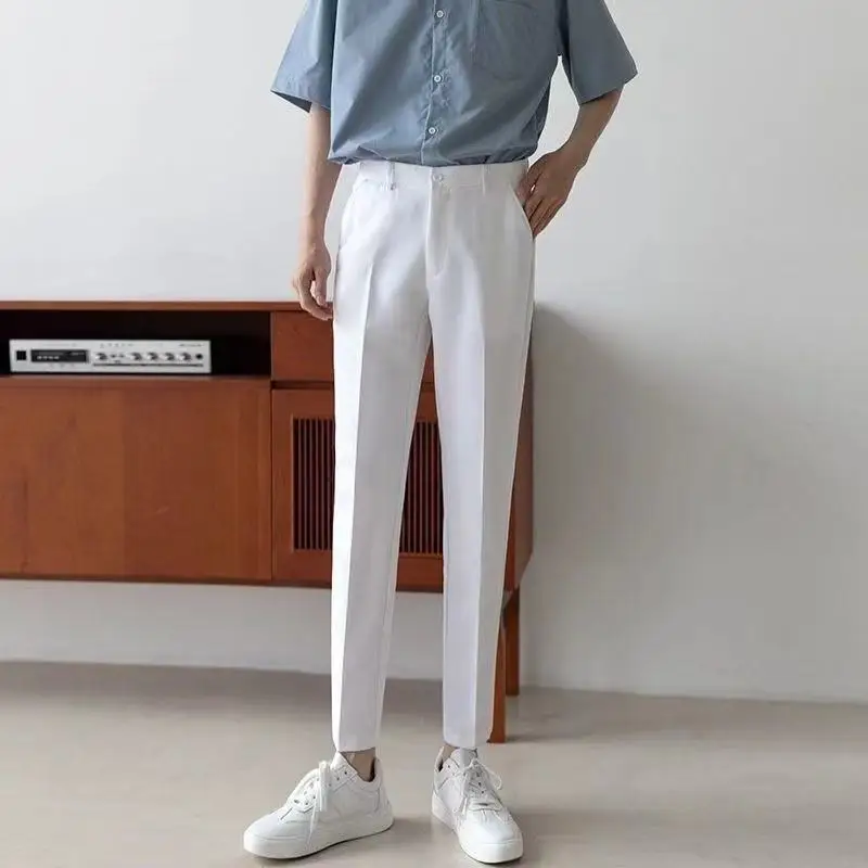 2021 Men's Fashion Trend Solid Color Casual Pants Slim Fit Business Suit Pants Button Decorate Nice Trousers Big Size 27-38
2021 Men's Fashion Trend Solid Color Casual Pants Slim Fit Business Suit Pants Button Decorate Nice Trousers Big Size 27-38