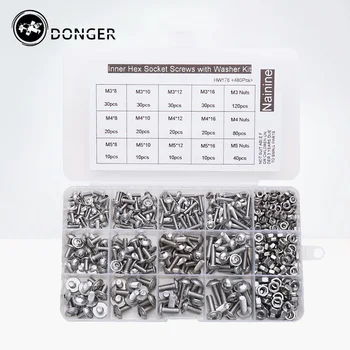 480Pcs M3 M4 M5 304 Stainless Steel Half Round button Flange Head with Washer Inner Hex Socket Screws Bolt Kit
480Pcs M3 M4 M5 304 Stainless Steel Half Round button Flange Head with Washer Inner Hex Socket Screws Bolt Kit