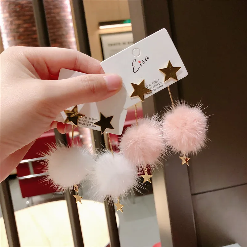 Mink Hair Ball Solid Star Modern 2019 New Fall Winter Women Long Dangle Drop Korean Earrings Fashion Jewelry-QQD5-W2
Mink Hair Ball Solid Star Modern 2019 New Fall Winter Women Long Dangle Drop Korean Earrings Fashion Jewelry-QQD5-W2