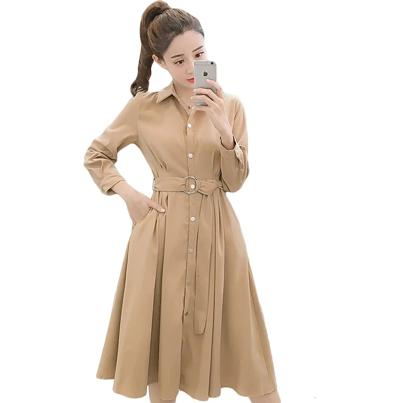 2019 Reclaim Women's Long Mouw Medium Long Dresses Slim Shirts Big Zoom Turn -down collar Effects Color Black Kaki CM677
2019 Reclaim Women's Long Mouw Medium Long Dresses Slim Shirts Big Zoom Turn -down collar Effects Color Black Kaki CM677