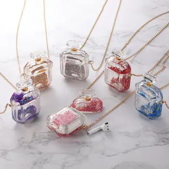 Clear Quicksand Perfume Bottle Bluetooth Earphone Case For Apple Airpods Bling Protective TPU Back Cover With Necklace Rope 
Clear Quicksand Perfume Bottle Bluetooth Earphone Case For Apple Airpods Bling Protective TPU Back Cover With Necklace Rope