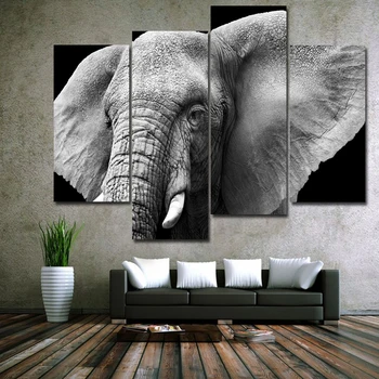Modern Black and White Elephant Poster Canvas Painting 4 panels / sets Wall Pictures for Living Room Cuadros Home Decor No Frame 
Modern Black and White Elephant Poster Canvas Painting 4 panels / sets Wall Pictures for Living Room Cuadros Home Decor No Frame