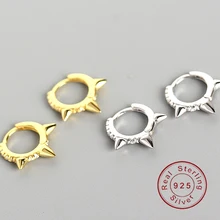 Clip de oreja punk geometría carácter hebilla pequeño círculo 925 pendientes de aro de plata pura para mujeres cumpleaños Simple joyería(China)