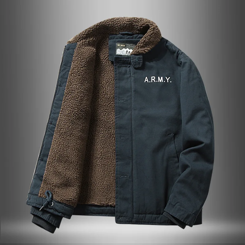 Jacket Men Lamb Wool Short Coat Men's Winter Thickened Fur Collar Plus Fleece Tooling Bomber Jacket Cotton Lamb Wool Cotton Coat
Jacket Men Lamb Wool Short Coat Men's Winter Thickened Fur Collar Plus Fleece Tooling Bomber Jacket Cotton Lamb Wool Cotton Coat
