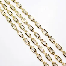 2 Meters Bezel Set 4x7mm Clear CZ Yellow Gold Plated Copper Fashion Chain Paperclip Neck Chain Pearl Jewelry Making DIY
2 Meters Bezel Set 4x7mm Clear CZ Yellow Gold Plated Copper Fashion Chain Paperclip Neck Chain Pearl Jewelry Making DIY