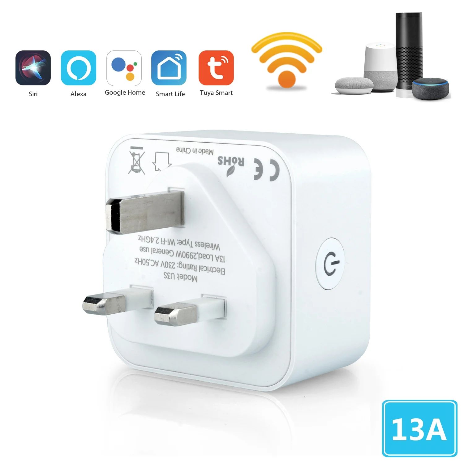 WiFi Smart Socket UK Plug Remote Timing Outlet Adapter Voice Control for UK Plug
WiFi Smart Socket UK Plug Remote Timing Outlet Adapter Voice Control for UK Plug
