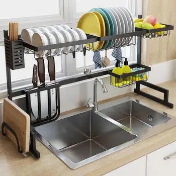Stainless Steel Kitchen Rack Multi-layer Drain Dish Rack Kitchen Utensils Storage Supplies Sink Drainage Shelf Black Sink Stand
Stainless Steel Kitchen Rack Multi-layer Drain Dish Rack Kitchen Utensils Storage Supplies Sink Drainage Shelf Black Sink Stand
