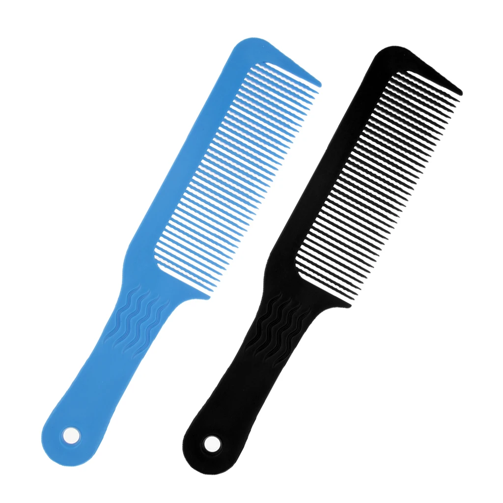 2 Pieces 9.3 inch Flat Top Clipper Comb Finely Waved Teeth Barber Salon Hair Cut Styling Comb - Black Blue 2 Pieces 9.3 inch Flat Top Clipper Comb Finely Waved Teeth Barber Salon Hair Cut Styling Comb - Black Blue