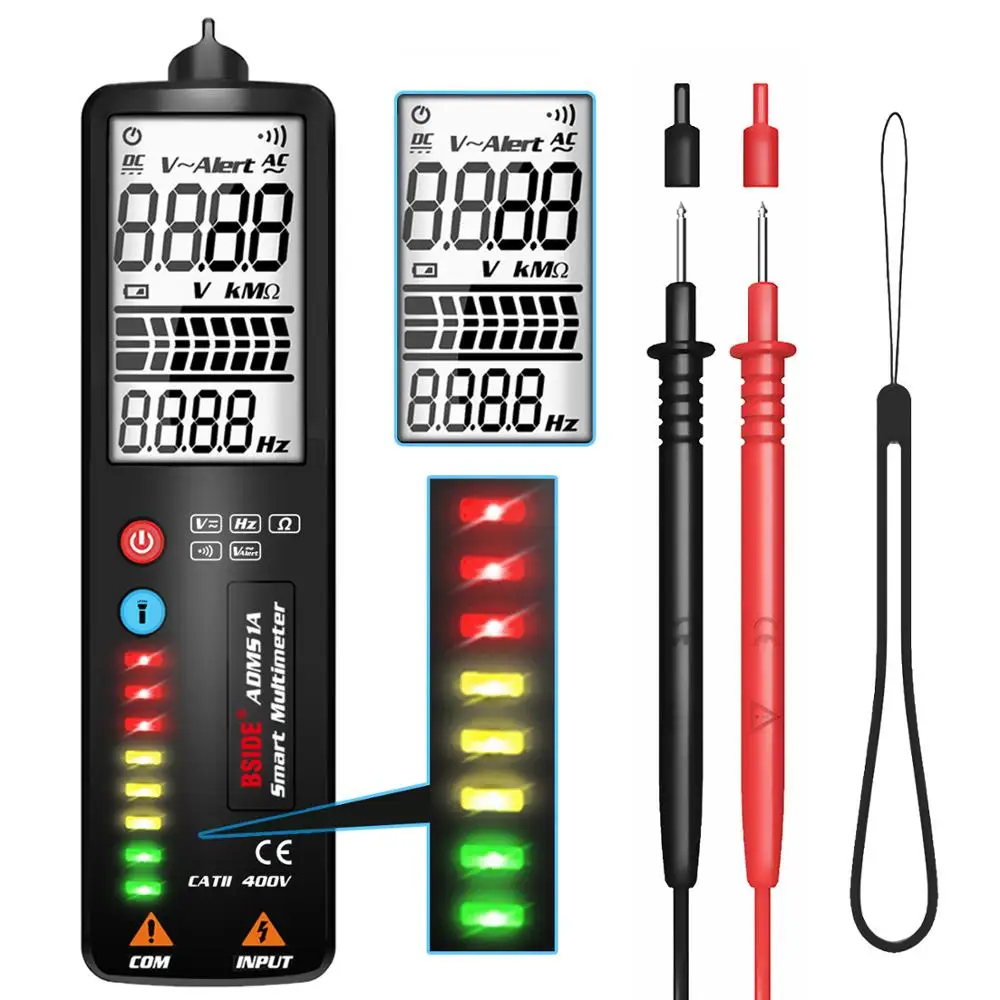 BSIDE Digital Multimeter Professional ADMS1 Smart Voltmeter Voltage Frequency Tester DC AC Voltage Ohm Continuity Hz NCV Meter
BSIDE Digital Multimeter Professional ADMS1 Smart Voltmeter Voltage Frequency Tester DC AC Voltage Ohm Continuity Hz NCV Meter